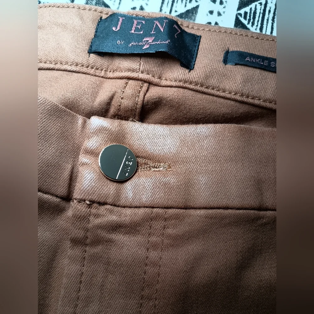 7 for All Mankind High Waist Ankle Skinny in Coated Amber Size 16